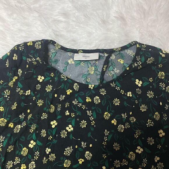 Minimum Dress Black Green Floral Size 38 Long Sleeve Lightweight Viscose - Picture 2 of 9
